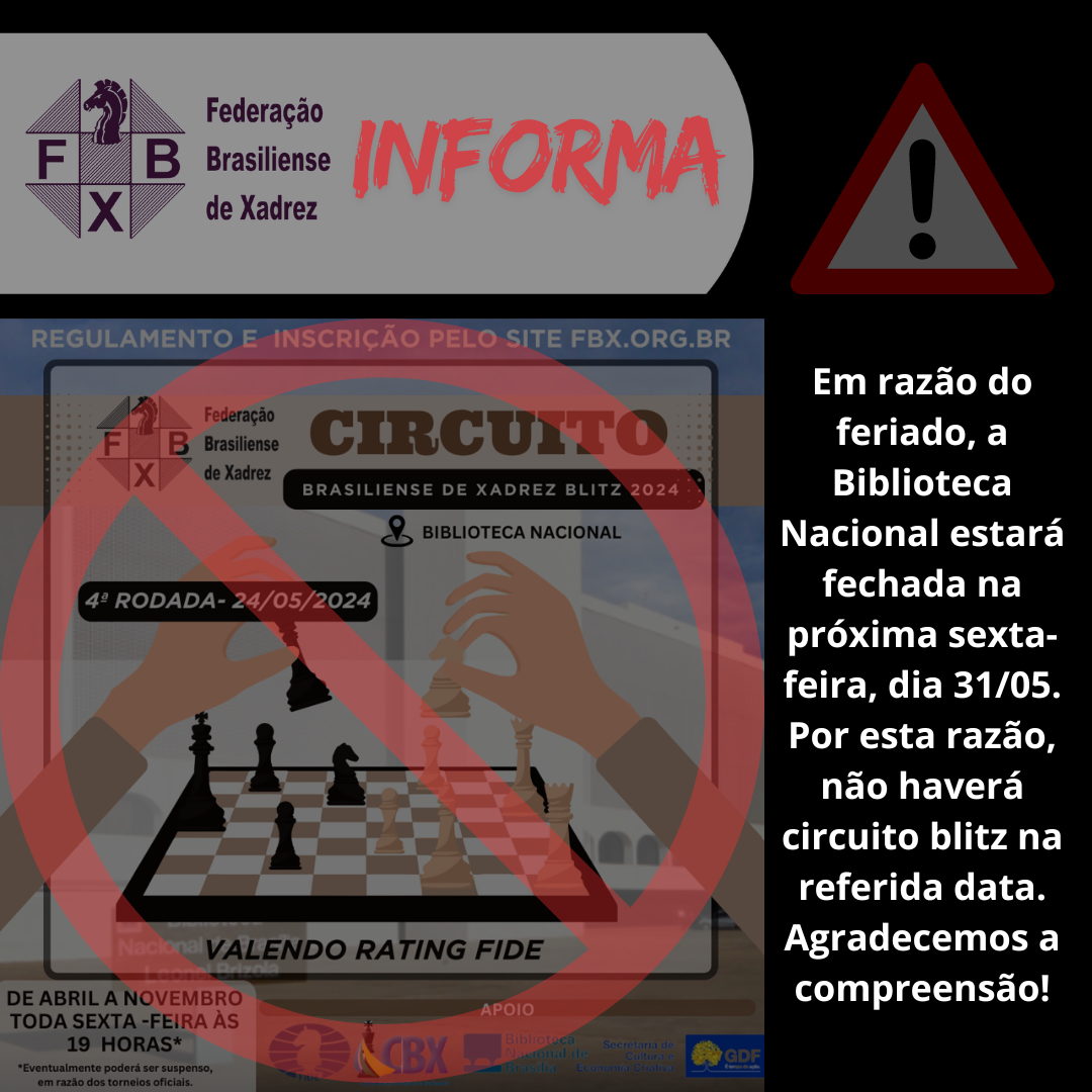 Comunicado: Circuito Blitz Suspenso no dia 31/05/2024